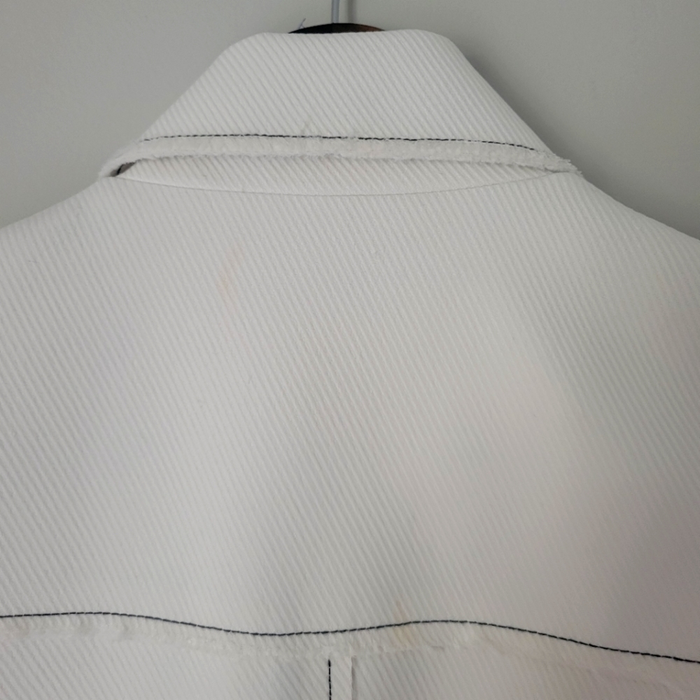 SOLD! TOPSHOP White Coat with Bold Black Stiching and Raw Unfinished Edge - Picture 16 of 16